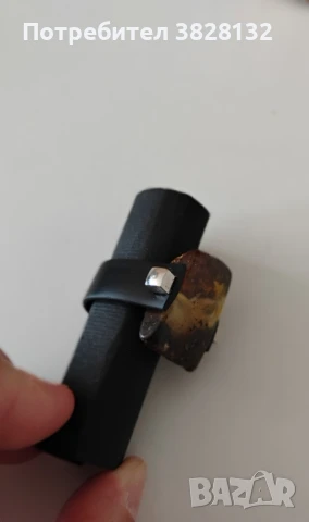 пръстен с кехлибар, снимка 3 - Пръстени - 50971390