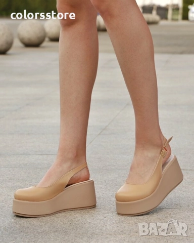 Сандали на платформа - бежова кожа - HLZ90 , снимка 2 - Сандали - 51480008