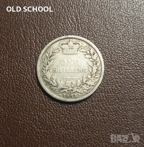 Шилинг 1873г.сребро-925 Англия Виктория матрица номер 40, снимка 3 - Нумизматика и бонистика - 55891362