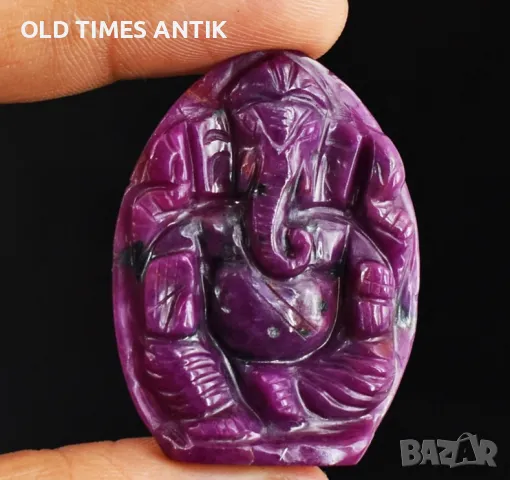 Рубин / Резбован бог Ганеша/Рубин 64 ct. 100% НАТУРАЛЕН , снимка 4 - Антикварни и старинни предмети - 47376764