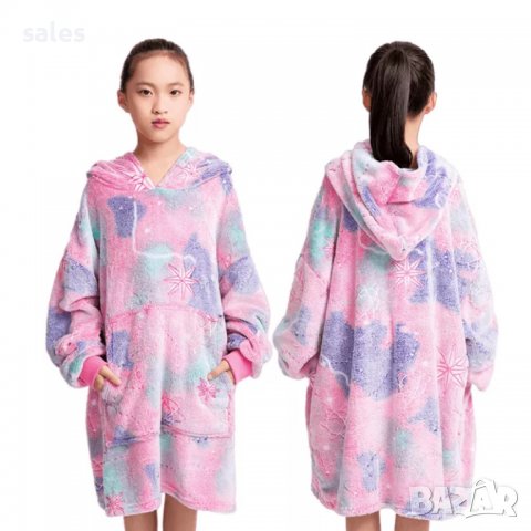 СВЕТЕЩО В ТЪМНОТО ОДЕЯЛО С РЪКАВИ, СУИЧЪР STARRY NIGHT, снимка 2 - Хавлии и халати - 38757610