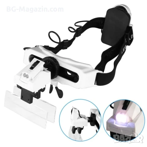 Професионална мощна увеличителна лупа за глава с LED осветление за часовникари бижутери око лед , снимка 4 - Други инструменти - 50921196