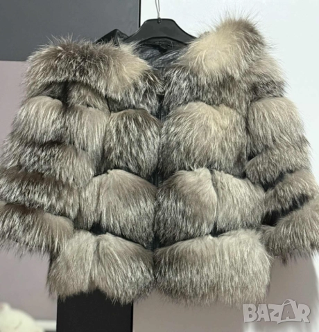 Кожено палто с косъм от лисица, снимка 5 - Палта, манта - 52462898