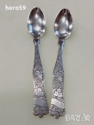 Стари сребърни гравирани лъжици,сребро 800. 19век , снимка 1