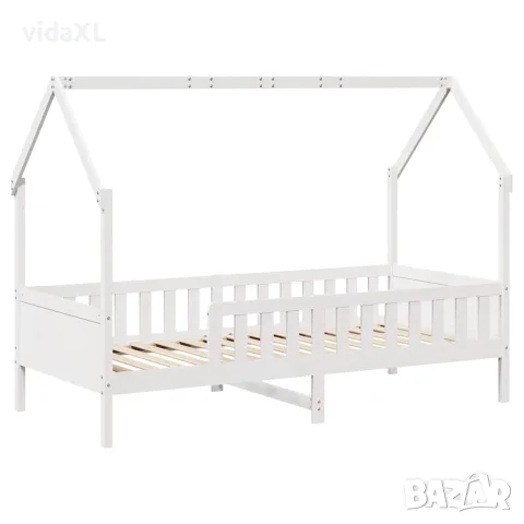 vidaXL Рамка за детско легло къща, бяла, 90x200 см, борово дърво масив, снимка 3 - Спални и легла - 56148212