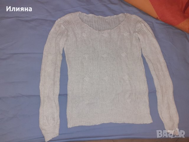 Бял пуловер, снимка 1 - Блузи с дълъг ръкав и пуловери - 32037519