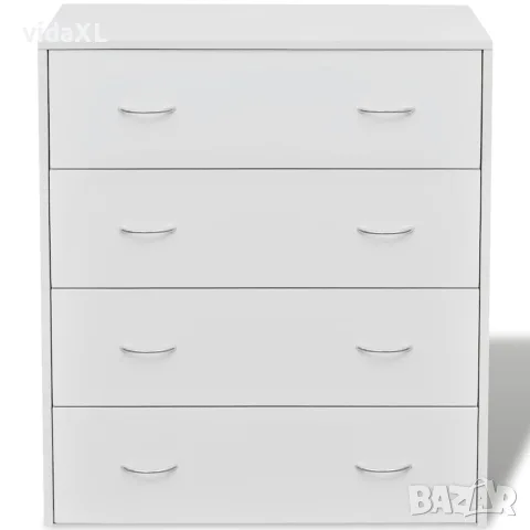 vidaXL Сайдборд с 4 чекмеджета, 60 x 30,5 x 71 см, бял, снимка 4 - Бюфети - 56146439