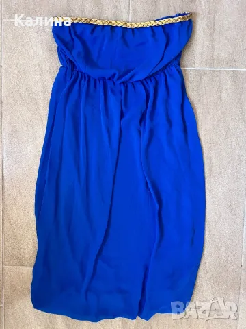 ЧИСТО НОВА Лятна рокля-балон в турско синьо, снимка 3 - Рокли - 47300002