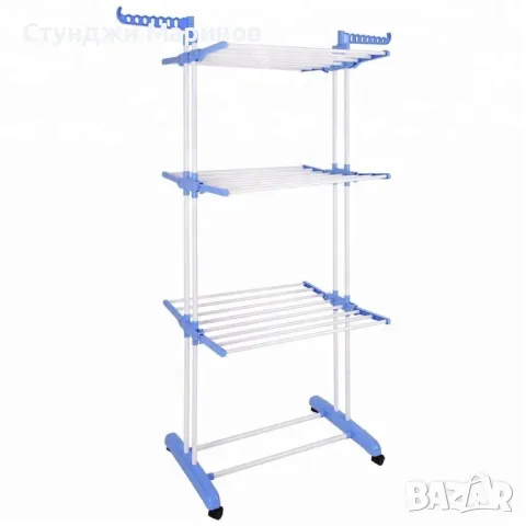 Сгъваем сушилник за дрехи на колелца – практична стойка за сушене на пране, снимка 2 - Други стоки за дома - 48504520