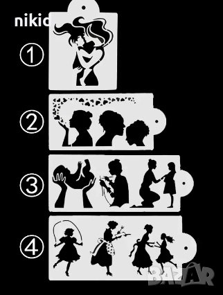 4 вида майка бебе дъщеря стенсил шаблон за спрей за торта украса Scrapbooking