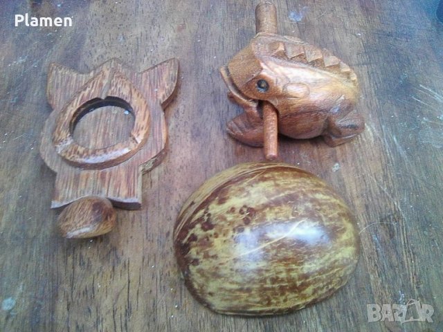 Лот от три предмета дървени пепелник и жаба и черупка от костенурка, снимка 2 - Други ценни предмети - 39432711