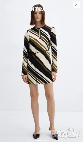 Къса рокля Mango, XS, с колан, в безупречно състояние, снимка 2 - Рокли - 54235798