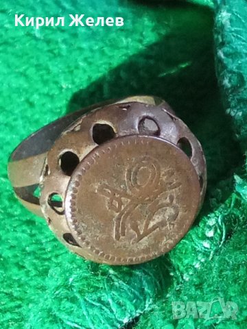 СТАР РЯДЪК МЕДЕН ПРЪСТЕН ПЕЧАТ с ОСМАНСКА ТУГРА и НАДПИСИ ОТВЪТРЕ РЪЧНА ИЗРАБОТКА 22595