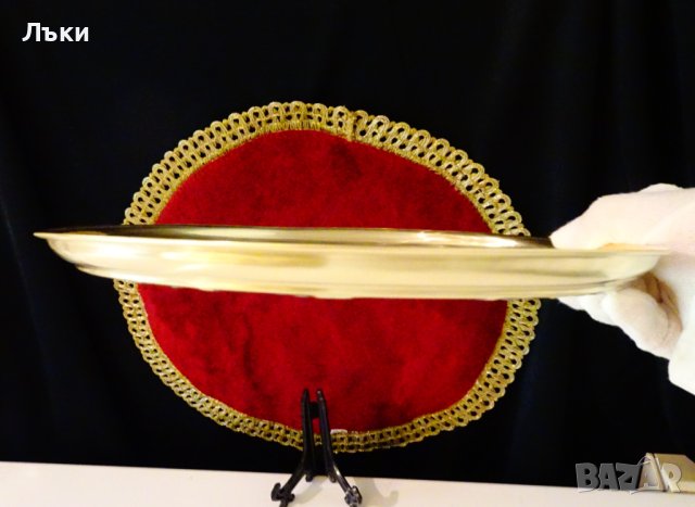 Бронзов поднос 28 см. , снимка 2 - Антикварни и старинни предмети - 42241085