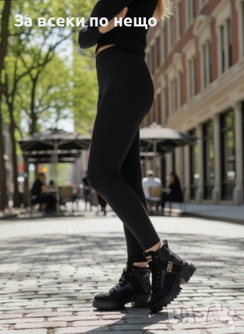 Miu Miu Дамски Черни Зимни Боти С Връзки Код E1090, снимка 5 - Дамски боти - 52487364