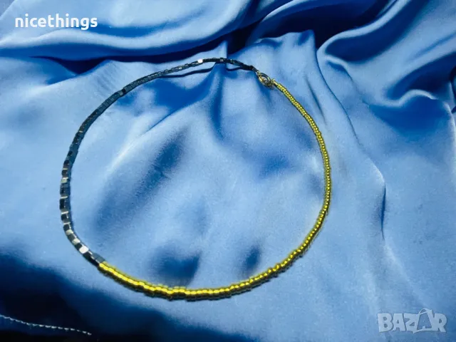 Колие в  златно и черно, снимка 3 - Колиета, медальони, синджири - 48882283