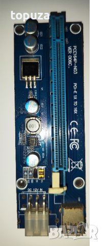 PCIe x1 to x16 Riser Разширител за козачка miner, снимка 1 - Кабели и адаптери - 44184998