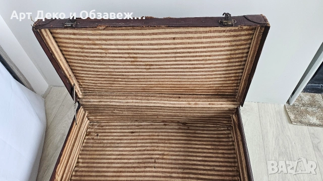 Стар кожен куфар, снимка 5 - Антикварни и старинни предмети - 53942610