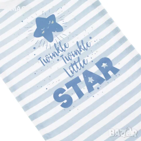 Бебешко боди от памук с къс ръкав, бели сини райета, звезда Twinkle Twinkle Little star S_1233511, снимка 2 - Бодита за бебе - 49897537