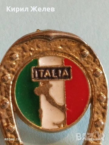 Сувенирна значка ИТАЛИЯ с подкова за късмет 51666, снимка 3 - Колекции - 53159818
