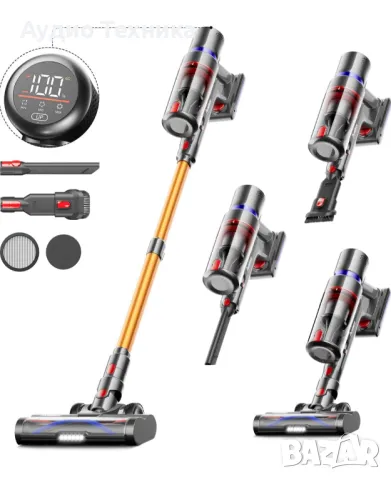 Промо цена 180лв. Безкабелна прахосмукачка с батеря 45000 Pa/550 W/70 мин., 1,5 L 
LED сензорен., снимка 1