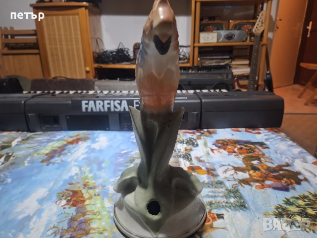 Рядка българска лампа порцелан Папагал, снимка 5 - Статуетки - 51085373