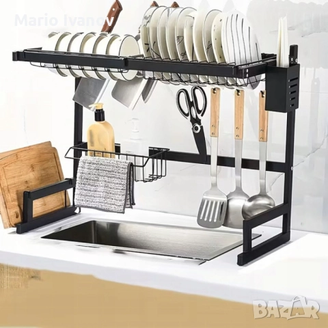 Двуетажен сушилник за съдове с поставка за дъска за рязане, снимка 2 - Аксесоари за кухня - 52844471