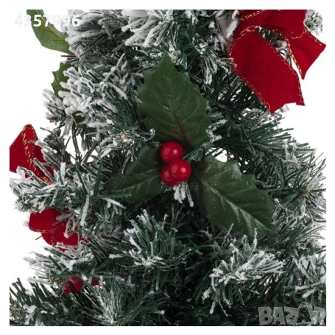 Декоративна коледна елха с червени панделки в саксия, 20 LED, 50см, снимка 3 - Декорация за дома - 52380301