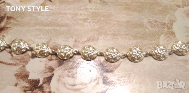 Нова Сребърна Дамска Гривна с Рози, снимка 5 - Гривни - 51661178