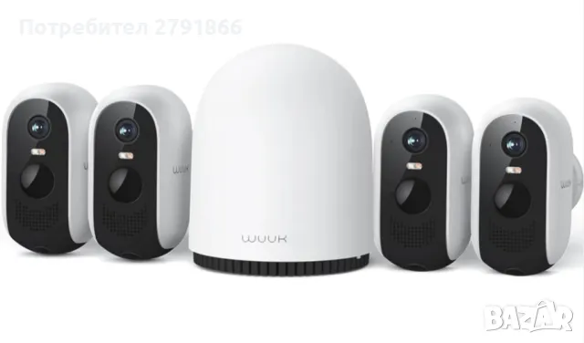 WUUK Външна безжична 2K охранителна камера,2,4/5GHz WI-FI 240-дни заряд на батерията,32 GB хранилище