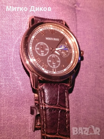Mreurio кварцов часовник нов с каишка естествена кожа, снимка 3 - Мъжки - 53322841