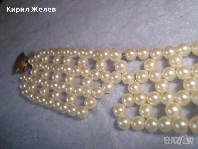 СТАРА ПЕРЛЕН ТИП МЪНИСТЕНА РЕТРО АР НУВО СТИЛ ГРИВНА с ПОЗЛАТЕНА ЗАКОПЧАЛКА 8962, снимка 2 - Гривни - 37072439