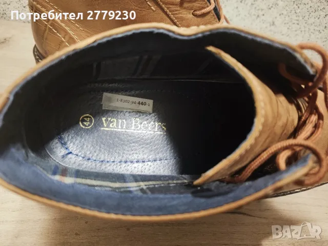 Мъжки Боти VAN BEERS N 44, от естествена кожа, снимка 5 - Ежедневни обувки - 49226322