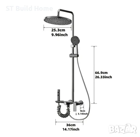 Луксозна Душ Система 4 в 1 – Черна Серия, снимка 5 - Душове - 51138668