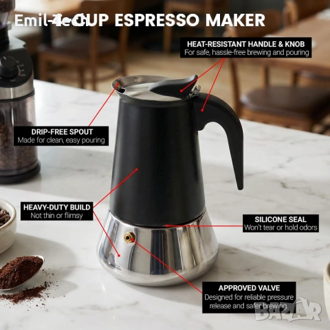 Нов мини индукционен котлон 1000W с кафеварка Мока – комплект, снимка 2 - Кафемашини - 53949223