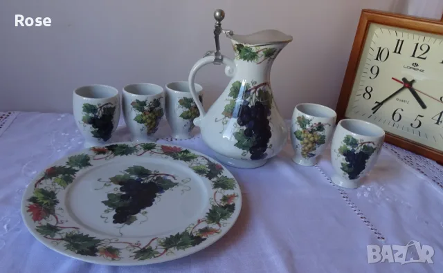 Немски порцеланов сервиз за вино Dr. Merkle Atelier, ръчна декорация , снимка 2 - Сервизи - 55809834