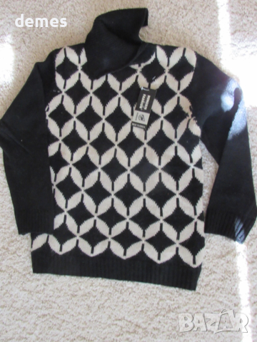 Блуза черно и бяло с поло яка цвят размер M/40