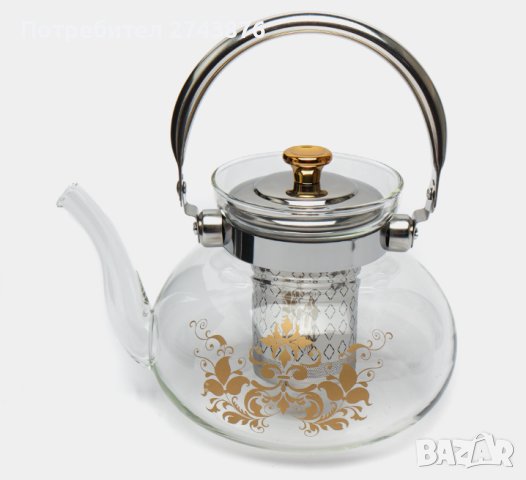 СТЪКЛЕН ОГНЕУПОРЕН ЧАЙНИК С ЦЕДКА,ЗА ПРИГОТВЯНЕ НА ЧАЙ И КАФЕ,ВМЕСТИМОСТ 1200МЛ., снимка 4 - Съдове за готвене - 42469669