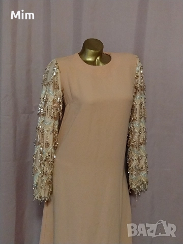 FEYZA S Дълга свободна рокля с дълъг ръкав с пайети , снимка 7 - Рокли - 52580341