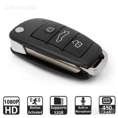 Скрита камера в ключ за автомобил с нощно виждане FULL HD, снимка 1