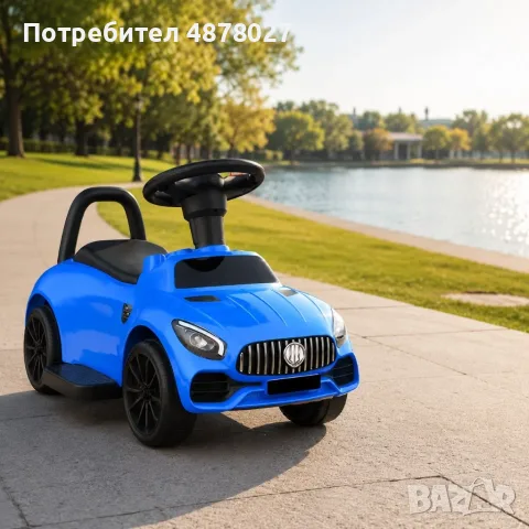Детска кола за бутане с родителски контрол 2 в 1 – Светлини, звуци и педал за газ, синя, снимка 2 - Детски велосипеди, триколки и коли - 55727849