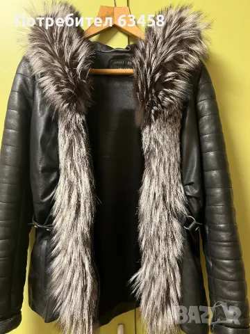 Естествена кожа с яка от естествен  косъм, снимка 3 - Палта, манта - 48090559