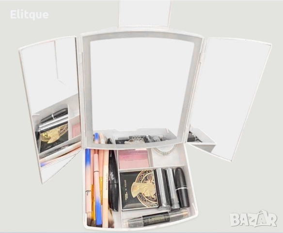 Мини LED огледало с органайзер за гримове TV1262, снимка 4 - Други стоки за дома - 52861330