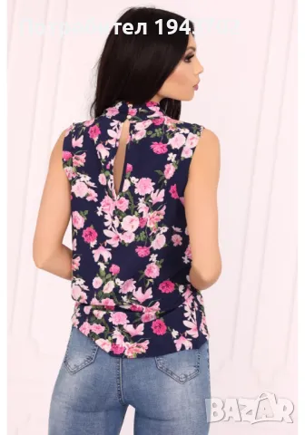 Дамски елегантен топ в тъмносиньо Evdokiana, снимка 1