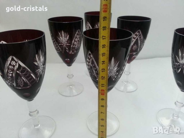 Кристални чаши за вино червен кристал, снимка 2 - Антикварни и старинни предмети - 31060388