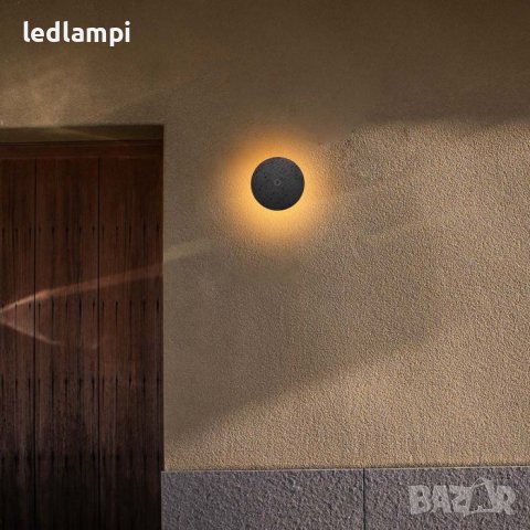 LED Стенен Осветител 12W Кръг Черен 3в1 Димиране IP65, снимка 7 - Лампи за стена - 44311012