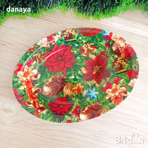 3220 Овален коледен поднос за сервиране, 27x19cm