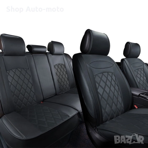 Универсална тапицерия за кола Automat – 5 части, еко кожа с черен цвят