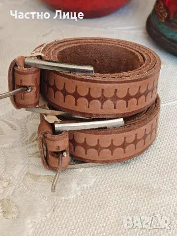 Два Чисто Нови Соц Мъжки Колани от Естествена Кожа 1980те г
