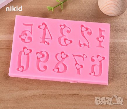 числа цифри със сърце силиконов молд форма фондан декор украса 